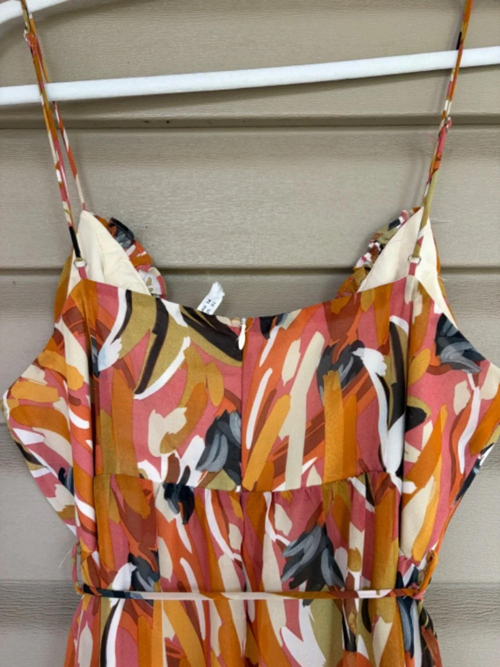 Hello Molly Orange Multi-Print Ruffle Hem Midi Dress
